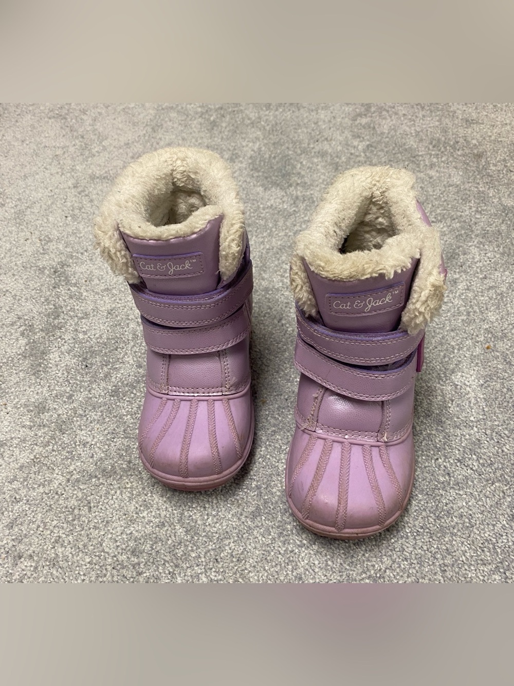 Cat & Jack Lavender Girls Winter Boots with Cream Faux-Fur Cuff